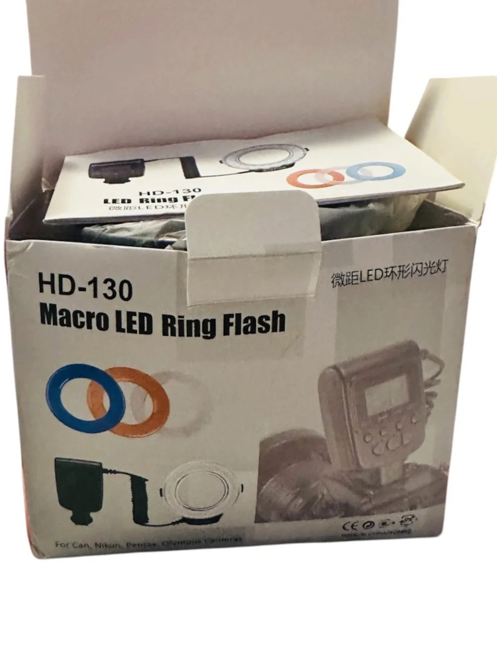 NEW HD-130 Macro LED Ring Flash 46 LED Camera Light Canon Nikon Pentax Olympus